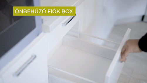 Kápolnai - Műszaki és Bútor áruház Kazincbarcika konyhabútor - Önbehúzó fiók box az Antónia konyhabútorban